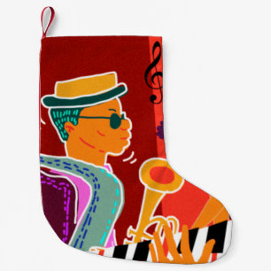 Retro contrast music festival jazz small christmas stocking