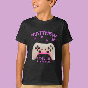 Retro Controller Level Up Boy Gamer Birthday Party T-Shirt