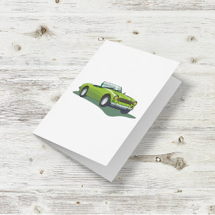 Retro Convertible Green Car Card