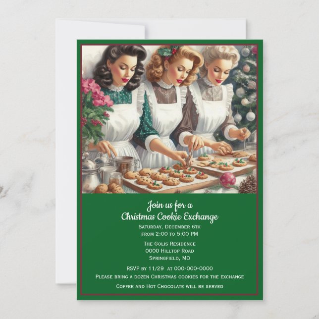 Retro Cookie Exchange Christmas  Invitation (Front)