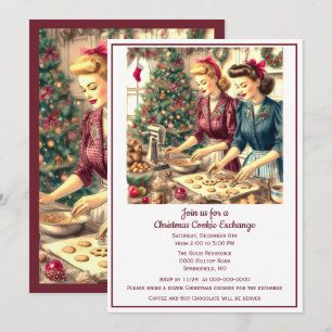 Retro Cookie Exchange Christmas  Invitation