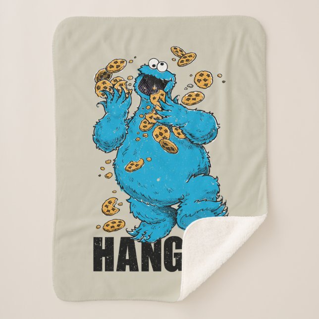 Retro Cookie Monster | Hangry Sherpa Blanket (Front)
