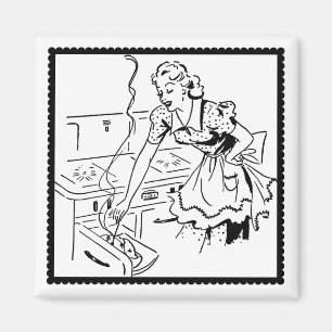 Retro Cooking Mum Magnet