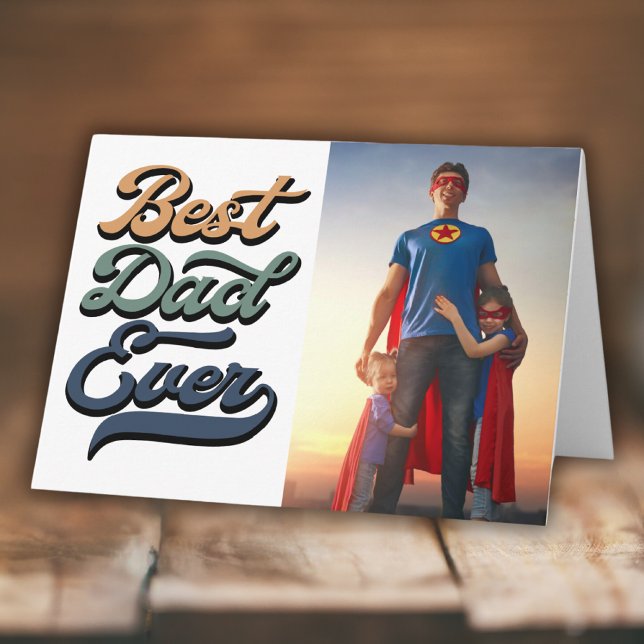 Retro Cool Best Dad Ever Father's Dad Photo  Card (Creator Uploaded)