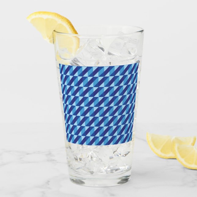 Retro Cool Blue 90s vibes Geometric Abstract Glass (Front Ice)