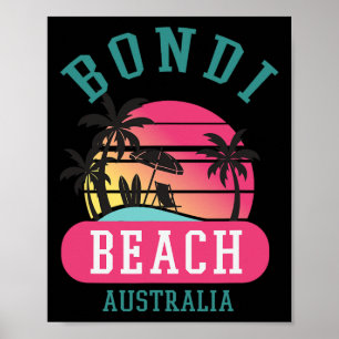 Retro Cool Bondi Beach Original Australia Beaches Poster