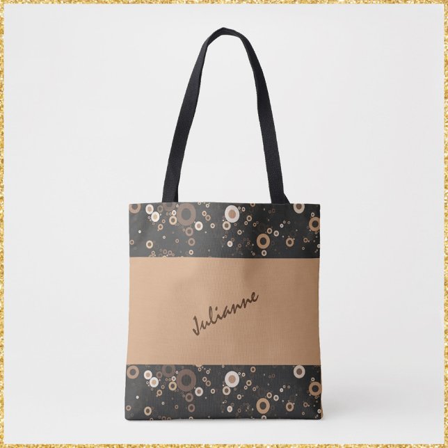 Retro Cool Brown and Beige Circle Pattern  Tote Bag (Creator Uploaded)