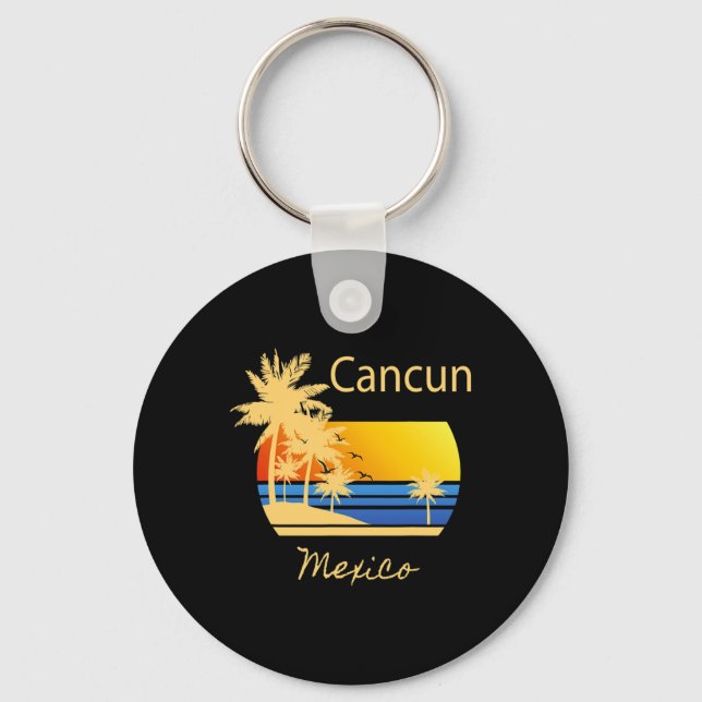 Retro Cool Cancun Original Mexico Beaches Novelty  Key Ring (Front)