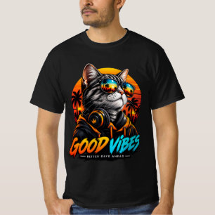 Retro Cool Cat – Good Vibes Streetwear T-Shirt
