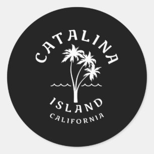 Retro Cool Catalina Island Palm Tree Mens Womens C Classic Round Sticker
