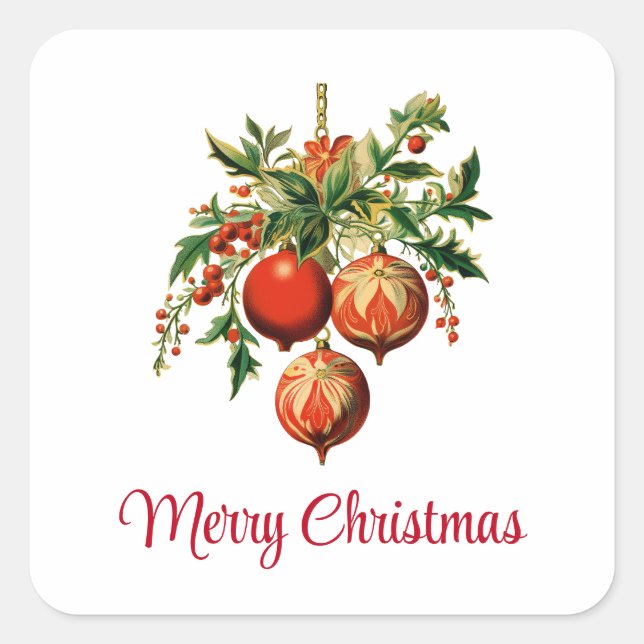 Retro Cool Christmas Tree Decorations Square Sticker (Front)