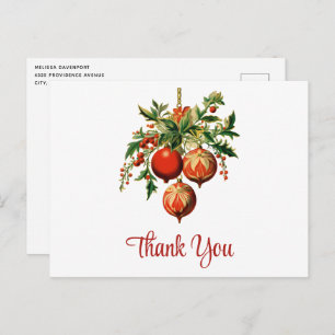 Retro Cool Christmas Tree Decorations Thank You Postcard