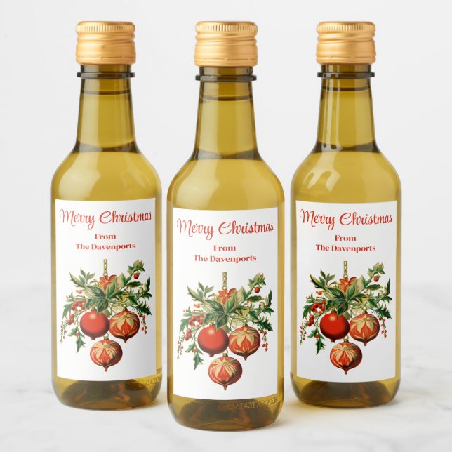 Retro Cool Christmas Tree Decorations Wine Label (Bottles)
