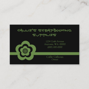 Retro Cool Flower Business Card, Kelly Green Card