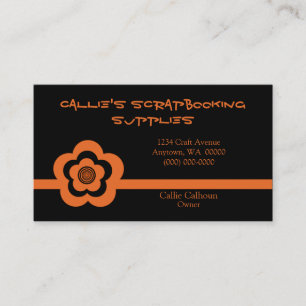Retro Cool Flower Business Card, Tangerine Card
