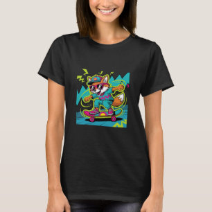Retro Cool Fox Skateboarder Funky Vintage Skater A T-Shirt