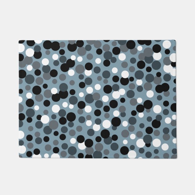 Retro Cool Grey Dots Doormat Welcome Mat Rug Gift (Front)