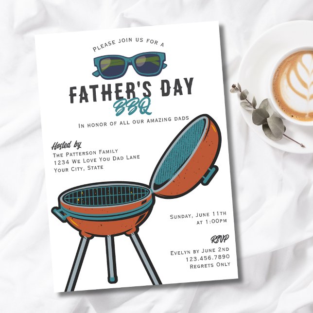 Retro Cool Grill Sunglasses Father's Day BBQ Party Invitation (Creator Uploaded)