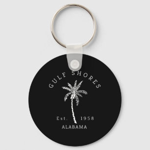 Retro Cool Gulf Shores Al Beach Palm Tree Graphic  Key Ring