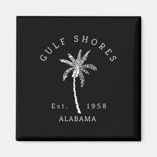 Retro Cool Gulf Shores Al Beach Palm Tree Graphic Magnet