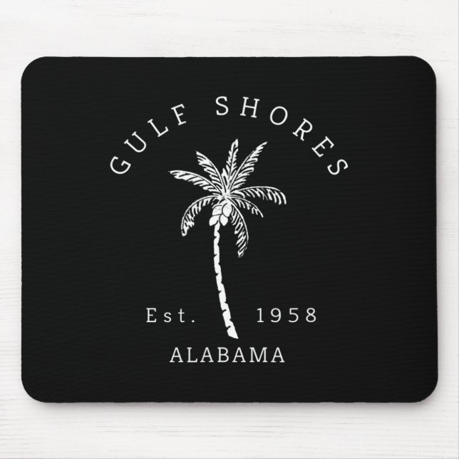 Retro Cool Gulf Shores Al Beach Palm Tree Graphic  Mouse Pad (Front)