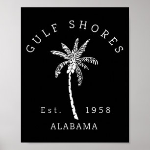 Retro Cool Gulf Shores Al Beach Palm Tree Graphic  Poster