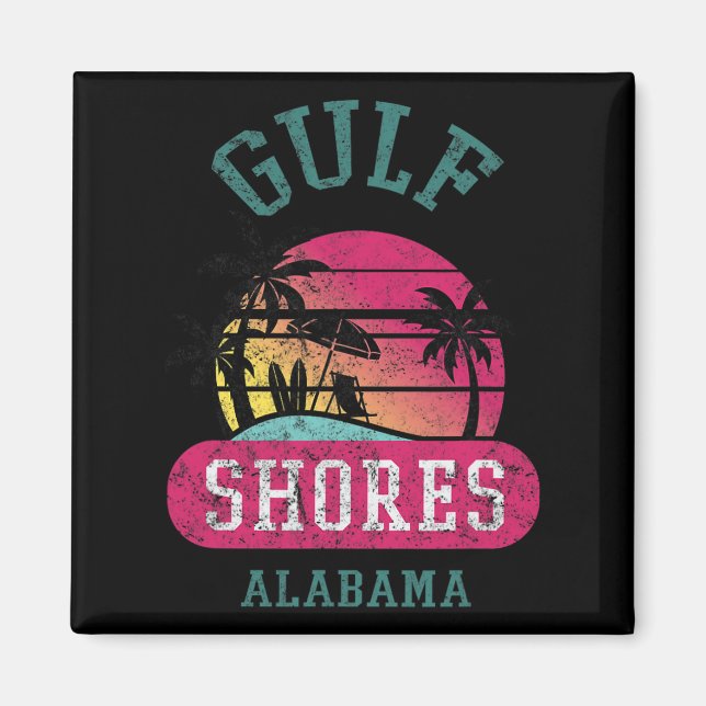 Retro Cool Gulf Shores Original Alabama Beach Grap Magnet (Front)