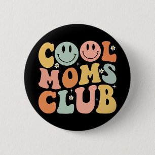 Retro Cool Moms Club Mum Smile Happy Face Mothers  6 Cm Round Badge