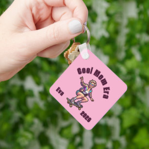 Retro Cool Mum Era Custom Sport Keychain: Name/Dat Key Ring