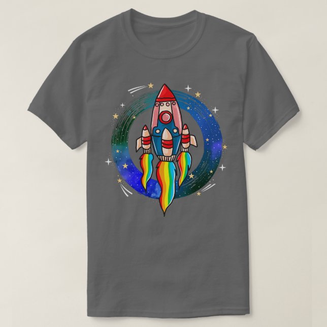 Retro Cool Rocket Ship Space T-Shirt (Design Front)