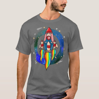 Retro Cool Rocket Ship Space T-Shirt