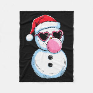 Retro Cool Snowman With Sungles Christmas Blowing Fleece Blanket