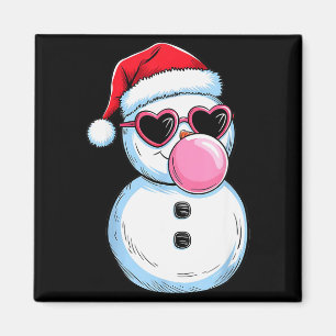 Retro Cool Snowman With Sungles Christmas Blowing Magnet