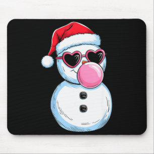 Retro Cool Snowman With Sungles Christmas Blowing Mouse Pad