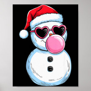 Retro Cool Snowman With Sungles Christmas Blowing  Poster
