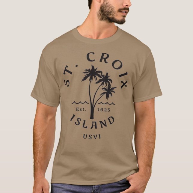 Retro Cool St Croix USVI Beach Palm Tree Novelty T-Shirt (Front)