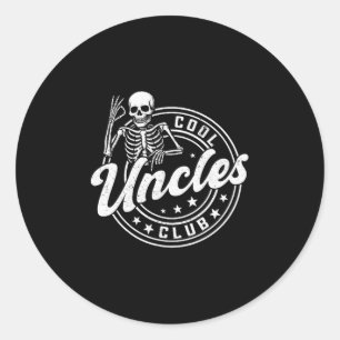 Retro Cool Uncles Club Funny New Uncle Men Skeleto Classic Round Sticker