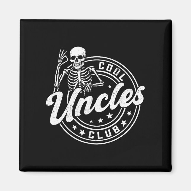 Retro Cool Uncles Club Funny New Uncle Men Skeleto Magnet (Front)