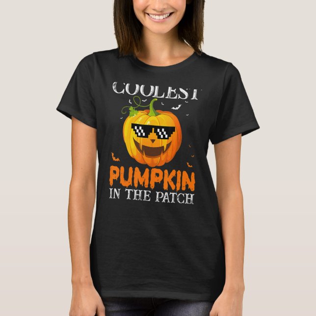 Retro Coolest Pumpkin In The Patch Groovy Hallowee T-Shirt (Front)