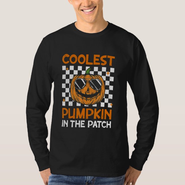 Retro Coolest Pumpkin In The Patch Groovy Hallowee T-Shirt (Front)