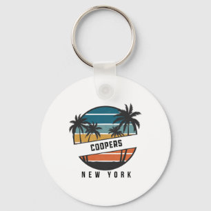 Retro Coopers Beach New York Surfboard Surfing _1 Key Ring