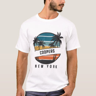 Retro Coopers Beach New York Surfboard Surfing _1  T-Shirt