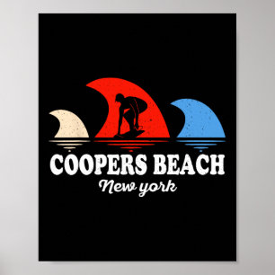 Retro Coopers Beach New York Surfboarding  Poster