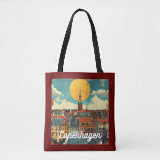 Retro Copenhagen Skyline  Tote Bag