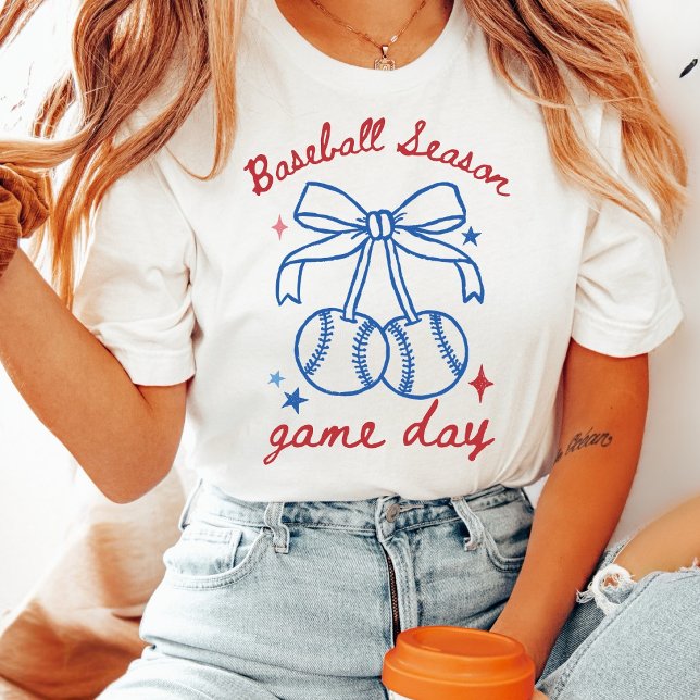 Retro Coquette Baseball Season Bow T-Shirt (Creator Uploaded)
