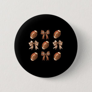 Retro Coquette Bow American Football Thanksgiving 6 Cm Round Badge