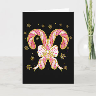 Retro Coquette Bow Candy Cane Christmas Season Wom Card