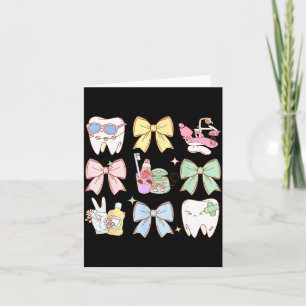 Retro Coquette Bow Dental Hygienist Teeth Dentist  Card