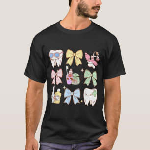 Retro Coquette Bow Dental Hygienist Teeth Dentist T-Shirt