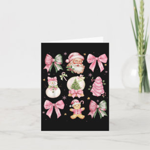 Retro Coquette Bow Nk Christmas Tree Snowman Xmas  Card